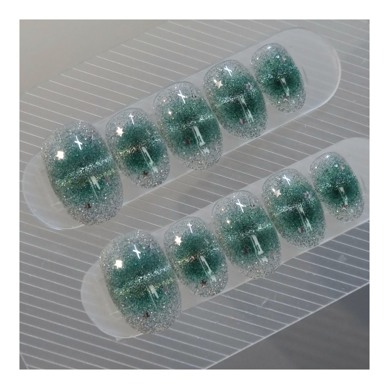 Green Pop Magnet Handmade Nail Tips - Short Square /