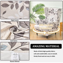 NILUOH Wingback Chair Slipcovers 2-Piece Stretch Spandex Wing Chair Covers Pattern Sofa Slipcover Armchair Chair Slipcovers Furniture Covers for Wingback Chairs Skid Resistance Machine Washable,06