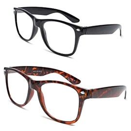 2 Pairs Retro Square Trendy Style Reading Glasses - Comfortable Readers Magnification With Spring Hinge (Black/Tortoise, 1.50)