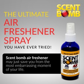 Scent Bomb Air Freshener Spray 2-Pack, Long-Lasting Odor Eliminator for Home & Car, Effective Deodorizer Spray for Kitchen, Bathroom, Fresh Room Spray & Smell Neutralizer, 4 oz, Egyptian Musk
