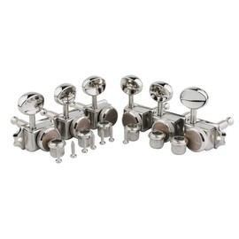 Guyker 6 Inline Vintage Guitar Lock String Tuners – Locking Tuning Key Pegs Machine Heads Replacement Parts for ST TL Style Electric, Folk or Acoustic Guitars – Nickel