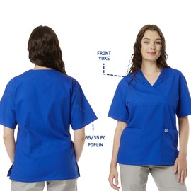 SPECTRUM UNIFORMS Scrub Medical Tunic Tops, Ladies Mock wrap Front Yoke Neck Medical Professionals Hospital and Lab Workwear Royal Blue