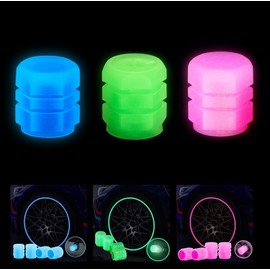 Glow-in-the-Dark Tyre Valve Caps - Set of 12 Universal Fluorescent Dust Caps for Car, Truck, SUV, Motorcycle, and Bike Wheels
