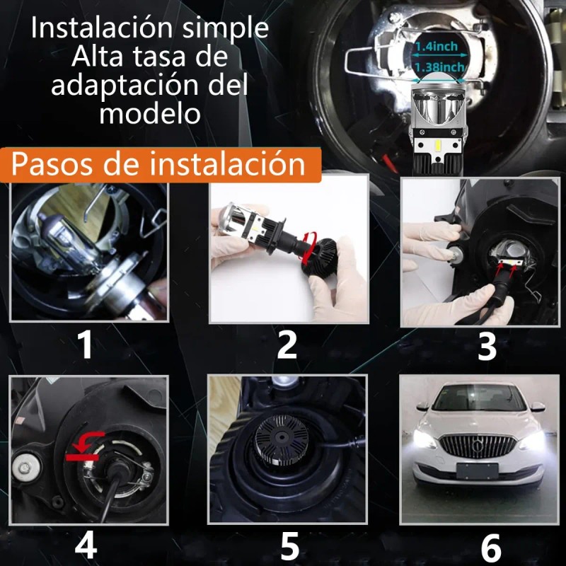Focos Led H4/9003/hb2 Lupa Alta Y Baja Auto Motocicleta