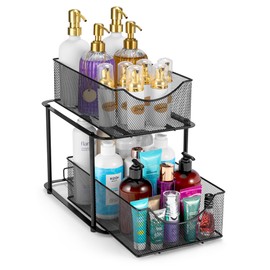 Sorbus Sorbus 2 Tier Metal Under Sink Organizer for Bathroom, Kitchen, Strong Steel Mesh Sliding Drawers for Under Sink, Under Cabinet, Closet, Kitchen, Pantry, Bathroom Organizers and Storage (Black)