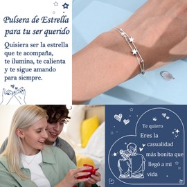 CheersLife Original Geschenke für Frauen Armbänder Frauen Silber Geschenke Valentinstag Geburtstag Geschenke für Frauen Original Geschenk für Freundin Frau Paare Schmuck Jahrestag Geschenk - Stern ES