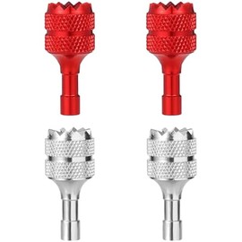 4pcs Drone Controller Sticks, Aluminum Drone Control Joystick Detachable Thumb Rocker Replacement Compatible with DJI Mini 3 Pro DJI RC Smart Controller Accessories (Silver, Red)