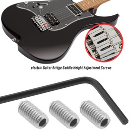 VGOL 50pcs Metric Metal Guitar Bridge Saddle Height Adjustment Screws Compatible with Stratocaster/Telecaster with 1x Allen Wrench Silver, M3x6mm