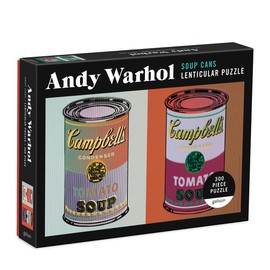 Andy Warhol Soup Cans Jigsaw Puzzle, 300 Pieces, 24” x 18” – Lenticular Jigsaw Puzzle Featuring Shifting Iconic Andy Warhol Artwork–Thick, Sturdy Pieces, Challenging Family Activity, Great Gift Idea