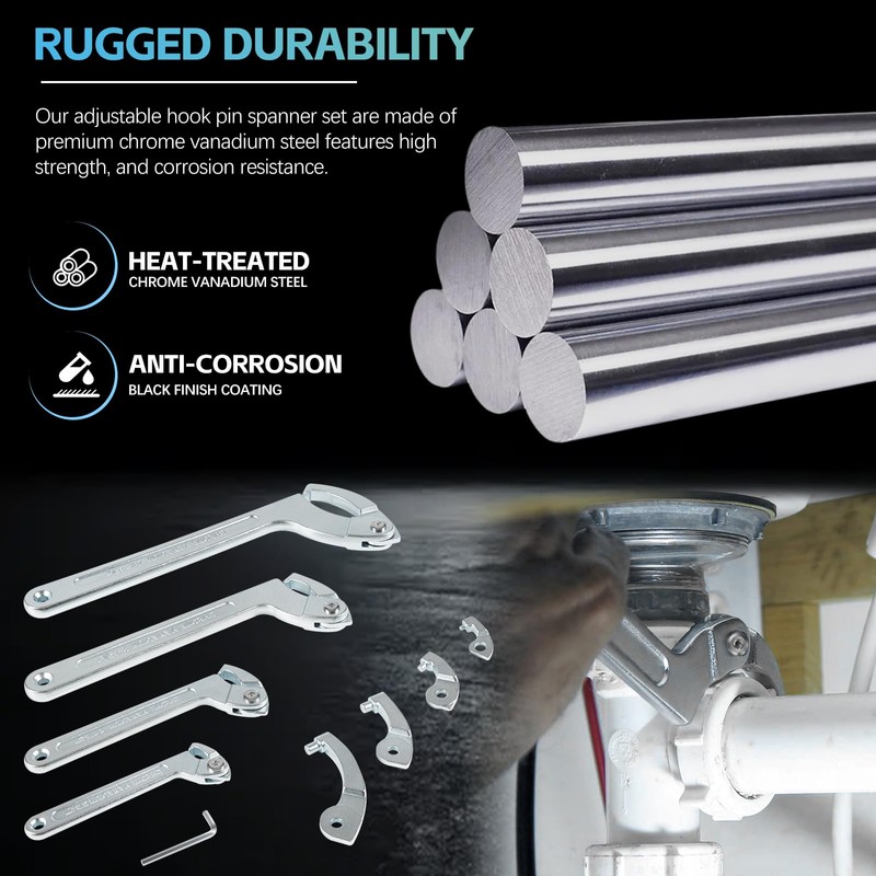 Sunluway Adjustable Pin Spanner Wrench Tool Set, 9 Pack C