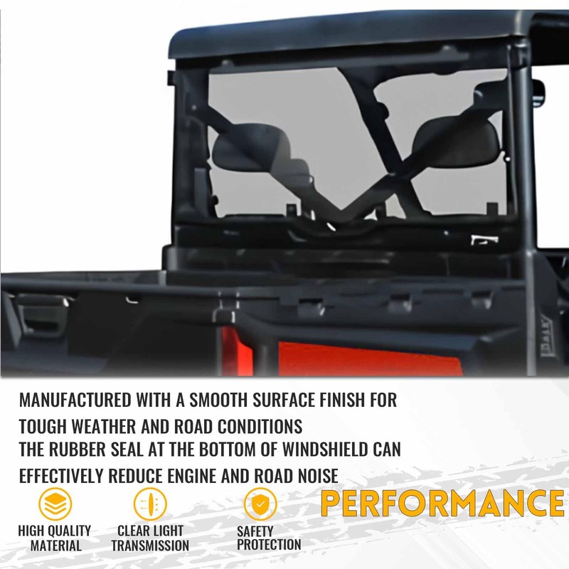KUAFU Rear Windshield Window Compatible With 2013-2023 Polaris Ranger XP