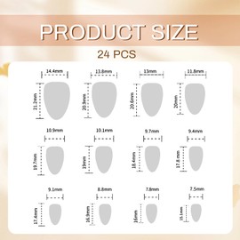 GlamRays Pack of 24 Valentine's Day Press-On False Nails Almond Shaped French Tip Press-On Nails with Zebra Stripes Heart Design Valentine's Day Glue Nail Full Heart Shape