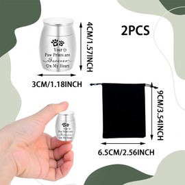 Small Cremation Urns for Ashes, Stainless Steel Memorial Keepsake, Mini Funeral Urn for Human and Pet Ashes with Velvet Bag, No Longer By My Side, But Forever In My Heart" (Silver)