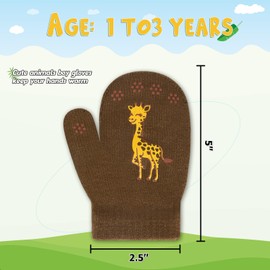 3 Pairs Kids Mittens Toddler Winter Mittens Boys Girls Magic Stretch Mittens Full Finger Warm Mittens for Cold Weather Outdoor Sports School Commuting (Jungle Animal)