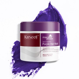 Karseell Mascarilla acondicionadora con color para realzar el color, hidratar y mejorar el cabello teñido, 16,90 oz (500 ml) (Púrpura)