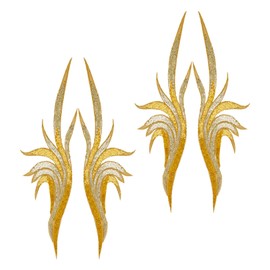 letsinstyle 2 Pairs Gold Sequins Floral Lace Patch, Glitter Flower Embroidery Applique, Sewing Accessories for Wedding Dress Women Evening Costumes Gowns DIY Decoration