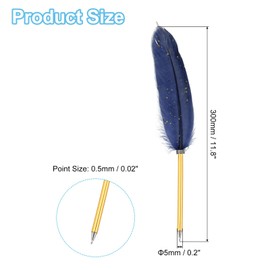 PATIKIL Feather Ballpoint Pens Bulk, Metal Holder Black Ink Vintage Quill Writing Pens with 5Pcs Refill for Office Wedding Signature, Blue