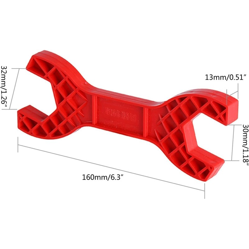 1Pc Red Multifunctional Double Head Shower Wrench Plastic Made Lightweight
