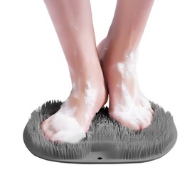 Shower Foot Massager Scrubber Mat, Foot Scrubber with Non-Slip Suction Cups for Cleaning, Exfoliating & Massage Your Feet (Grey)