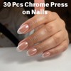 30 Pcs Chrome Press on Nails - French Tip False