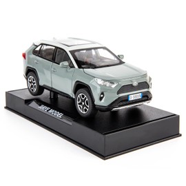 WAKAKAC Model Car 1/32 RAV4 Alloy Diecast Collectible Toy Car with Light and Sound Toy Vehicle Door Can Be Opened for Boys Kids Toddler Gift (Gray)