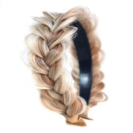 TOECWEGR Hairband Braided Hairpiece Messy Wide 2 Strands Fluffy Braids Wig with Tooth Women Headband Hair Bands
