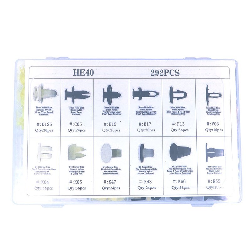 ANCLLO 292Pcs Car Plastic Rivets Fasteners Push Type Pin Rivets