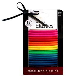 Mia Metal-Free Rubber Bands, Smooth Hair Elastics, Rainbow, for Women, Teens, Girls 2 pks/36pcs
