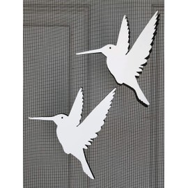 DCentral® Two Hummingbirds Flexible Vinyl Screen Magnets: Double-Sided, for Non-Retractable Screens, White-Easier to See, Helps Stop Walking into Screens, Covers Tears, Size W 4.4" x L 4.5"ea