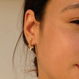 VACRONA Gold Spike Earrings Huggie Earrings for Women 14k Gold Plated Small Huggie Hoop Earrings Simple Lightweight Hoops Gift for Women