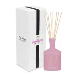 LAFCO New York Classic Reed Diffuser, Blush Rose - 6 oz - Up to 3 Months Fragrance Life - Reusable Glass Vessel - Natural Wood Reeds - Made in The USA
