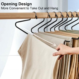 devesanter Trouser Hanger 30 Pack Open-Ended Metal Pants Hangers Durable Anti-Rust Chrome Metal Pants Hangers Non-Slip Coating Space Saving Easy Use Coat Hangers forJeans, Slacks, Blanket (Black)
