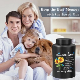 SOITIS Large Urn for Human Ashes - Up to 370 lbs Memorial Keepsake Urns for Ashes Adult Men Women, Decorative Urn for Ashes Female Male, Stainless Steel Cremation Urn with Sunflower Butterflies