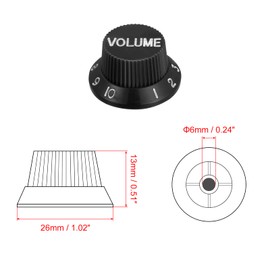 sourcing map Speed Control Knobs 6mm ID 1 Volume 2 Tone Top Hat Guitar Bell Knobs for ST/SQ Electric Guitar Plastic Black with White Characters