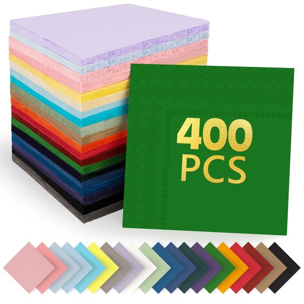 MITINU 400 PCS 20 Colors Dinner Napkins 10 * 10