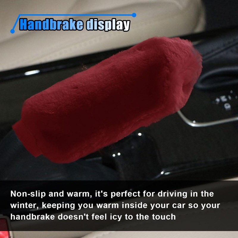 2PCS Plush Car Gear Shift Knob Cover & Handbrake Cover,