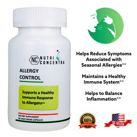 NutriConcentra Allergy Control, Reduce Cellular Histamine, Biomedical Formula, 90 Capsules.