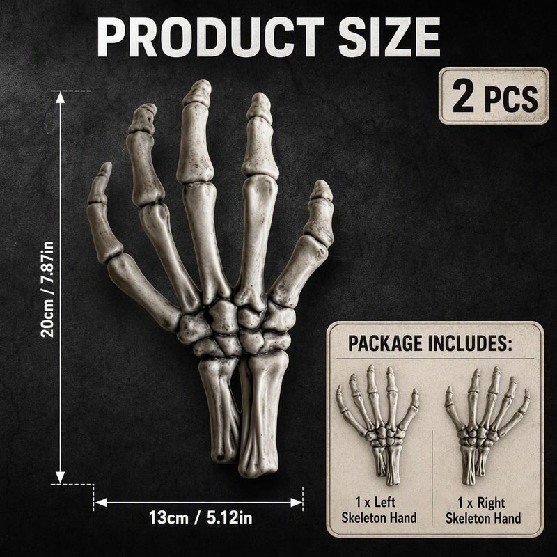2Pcs Skeleton Hands, Plastic Skeleton Hands Halloween Decor
