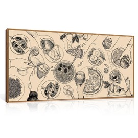 Ausril Food and Drink Framed Canvas Wall Art Set, Modern Cheers Wall Decor, Vintage Cheers Wall Painting, Abstract Friends Party Art Prints for Living Room, Bedroom, Kitchen,Office 20"x40"x1