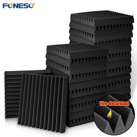 12pcs-96pcs Black Soundproof Wall Pad , 12"X12"X1" Acoustic Foam Panel Wedge Studio Soundproofing Wall Tiles:_24pcs
