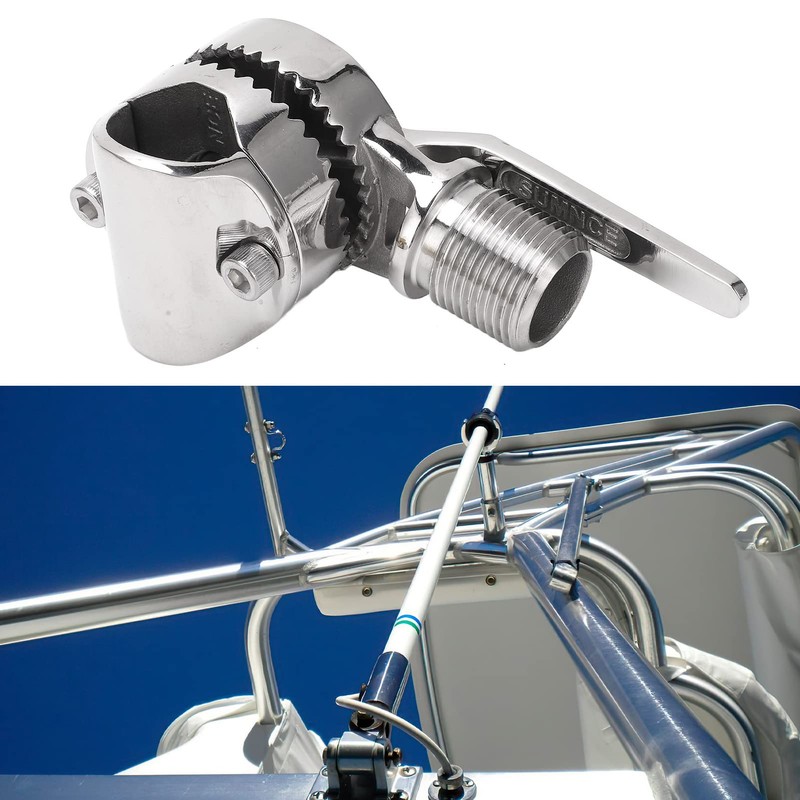 Marine VHF Antenna Mount Stainless Steel Adjustable Ratchet Mount for