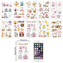 Easter Temporary Tattoos, Glow in the Dark Easter Tattoo Stickers for Children, Easter Party Bag Filler, Luminous Easter Bunny Tattoos Stickers for Boys Girls Children Easter Gifts Party Supplies