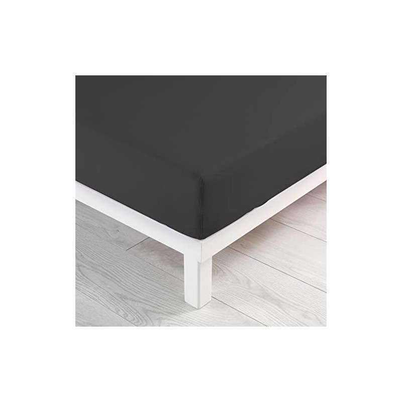 douceur d'intérieur, Fitted Sheet (140 x 190 cm) Jersy Anthracite,