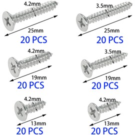 120 PCS 304 Stainless Steel Self Tapping Phillips Flat Screws