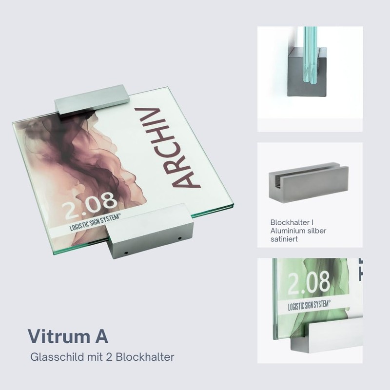 Logistic Sign System Door Sign Glass Vitrum A with Block