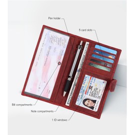 Oak Leathers Checkbook Cover Slim Minimalist For Men with RFID Blocking Credit Card Holder Wallet (Egyptian Red)