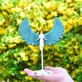 JIC Gem Large Crystal Angel Wings Natural Green Aventurine Healing Crystal Stone Hand-Carved Gemstone Angel Figurine Meditation Reiki Home Decor Gift(1pair,12cm)