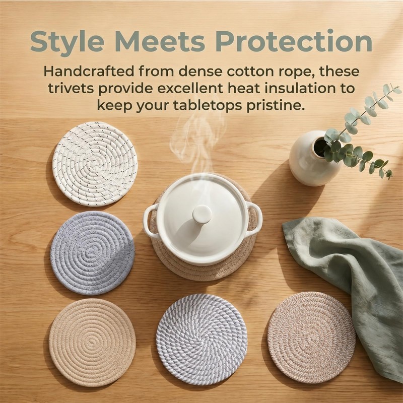 LUUTUUORA 6 Pcs Trivets Set for Hot Dishes, Heat Resistant