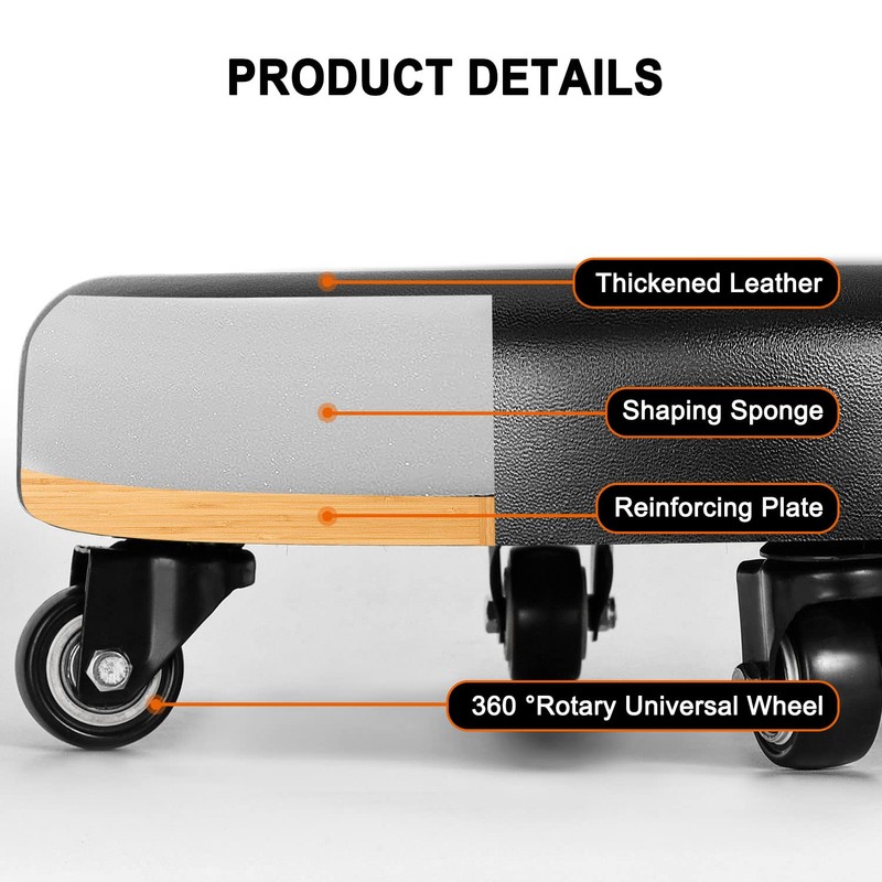 FLOLXNB Low Roller Seat Wheel Stool Chair, Rolling Stool with