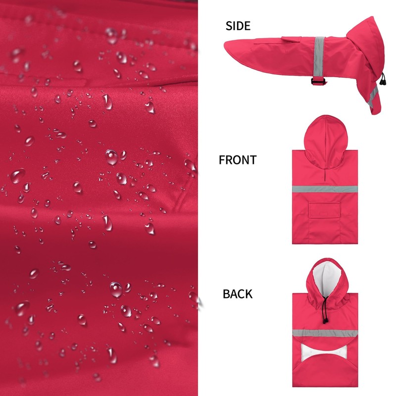 NACOCO Large Dog Raincoat Adjustable Pet Water Proof Clothes Lightweight